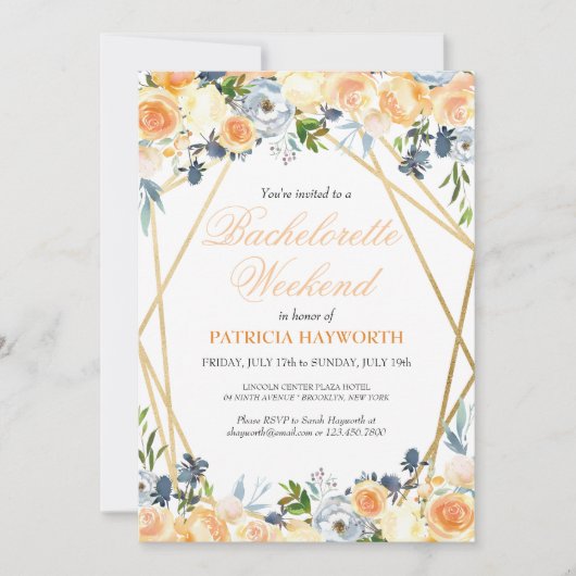 Elegant Coral Floral Bachelorette Weekend Kaart (Voorkant)