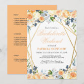 Elegant Coral Floral Bachelorette Weekend Kaart (Voorkant / Achterkant)