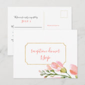 Elegant Coral Floral Gold Reception RSVP Briefkaart (Voorkant / Achterkant)