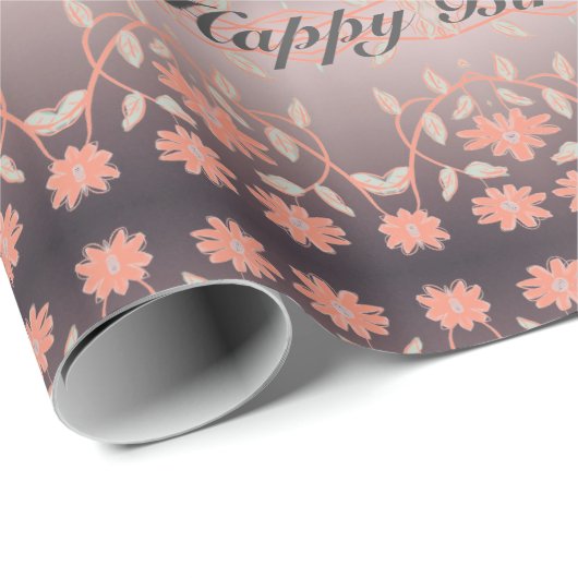 Elegant Coral Flowered Cadeaupapier (Rol Hoek)