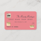 Elegant Coral Gray Gold Luxe-creditcard Logo Visitekaartje (Voorkant)