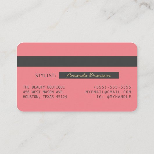 Elegant Coral Gray Gold Luxe-creditcard Logo Visitekaartje (Achterkant)