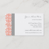 Elegant Coral Grey Damask Visitekaartjes (Achterkant)