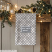 Elegant Coral Grey Towel Custom Name Kitchen Gift Theedoek