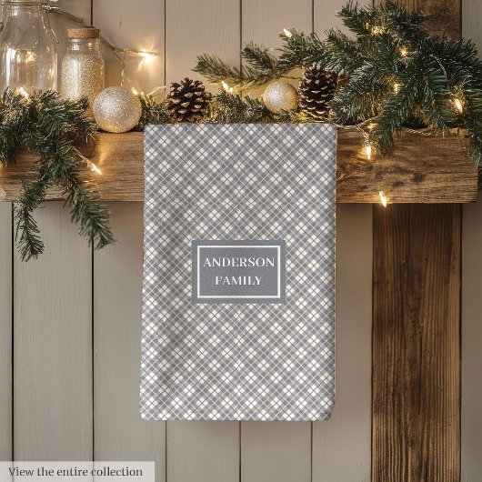 Elegant Coral Grey Towel Custom Name Kitchen Gift Theedoek