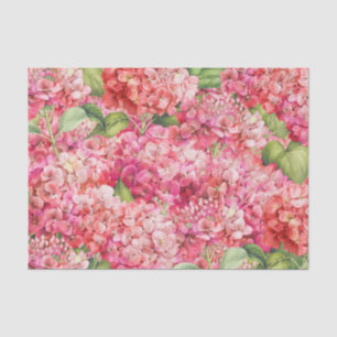 Elegant Coral Hydrangea Floral Botanisch Patroon Tissuepapier
