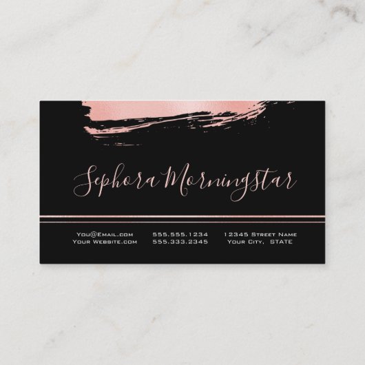 Elegant Coral Metallic Folie Verf Slag Visitekaartje (Achterkant)