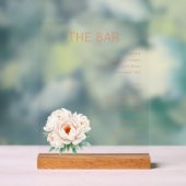 Elegant Coral Minimalist Bar Menu Acryl Bord (Neutraal)