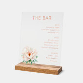 Elegant Coral Minimalist Bar Menu Acryl Bord (Hoek)