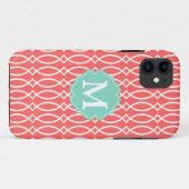 Elegant Coral Modern Trellis Personalized Case-Mate iPhone Case (Achterkant (horizontaal))