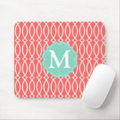 Elegant Coral Modern Trellis Personalized Muismat (Met muis)
