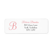 Elegant Coral Monogram Weddenschap Etiket (Voorkant)