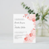 Elegant Coral orchid Elegant Botanical Wedding Kaart (Staand voorkant)