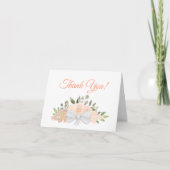 Elegant Coral Peach Waterverf Rozen Weddenschap Fo Bedankkaart (Voorkant)