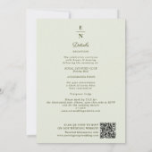 Elegant Coral Peony Art Nouveau QR Code Wedding Kaart (Achterkant)