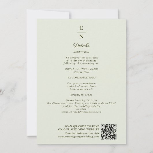 Elegant Coral Peony Art Nouveau QR Code Wedding Kaart (Achterkant)