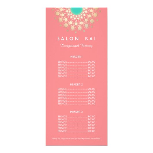 Elegant Coral Pink and Gold Circle Motif Reclamekaart (Voorkant)