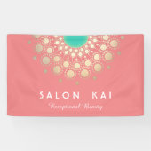 Elegant Coral Pink and Gold Circle Motif Spandoek (Horizontaal)