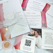 Elegant Coral Pink and Gold Wedding Folie Uitnodiging