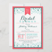 Elegant Coral Pink; Aqua Confetti Vrijgezellenfees Kaart (Voorkant)