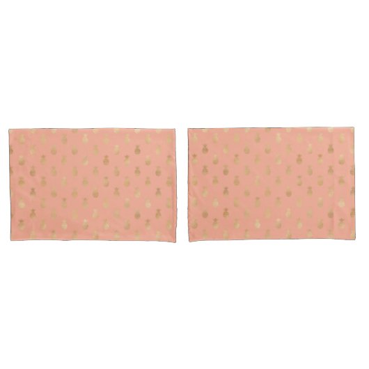 Elegant Coral Pink en Gold Pineapple Pattern Kussensloop (Voorkant-Set)
