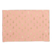 Elegant Coral Pink en Gold Pineapple Pattern Kussensloop (Voorkant-Rechts)