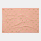 Elegant Coral Pink en Gold Pineapple Pattern Theedoek (Horizontaal)