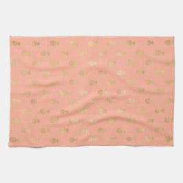 Elegant Coral Pink en Gold Pineapple Pattern Theedoek