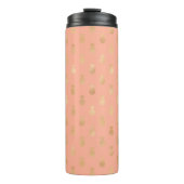 Elegant Coral Pink en Gold Pineapple Pattern Thermosbeker (Voorkant)