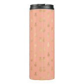 Elegant Coral Pink en Gold Pineapple Pattern Thermosbeker (Achterkant)