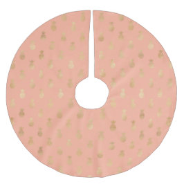 Elegant Coral Pink en Gold Pineapples Kerstboom Rok