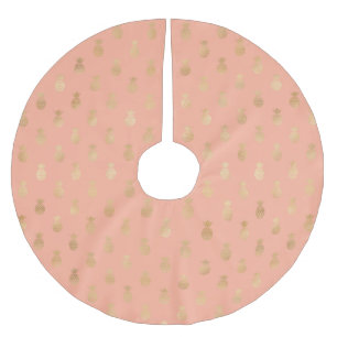Elegant Coral Pink en Gold Pineapples Kerstboom Rok