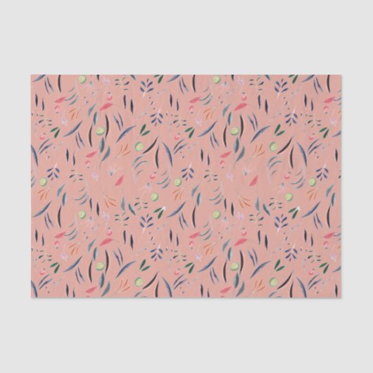 Elegant Coral Pink FLORAL DECOUPAGE Tissuepapier (Voorkant)