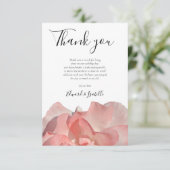 Elegant Coral Pink Floral Wedding Bedankkaart (Staand voorkant)