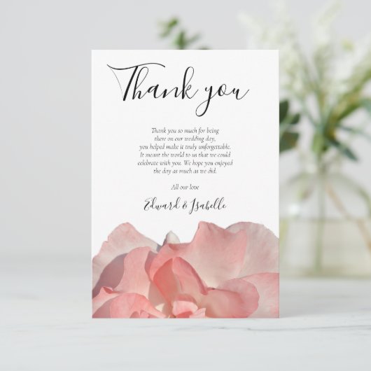 Elegant Coral Pink Floral Wedding Bedankkaart (Staand voorkant)