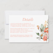 Elegant Coral Pink Floral Wedding Details Kaart (Voorkant)