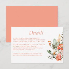 Elegant Coral Pink Floral Wedding Details Kaart