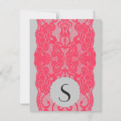 Elegant Coral Pink Lace Border & Slate Grey Kaart (Achterkant)