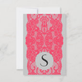 Elegant Coral Pink Lace Border & Slate Grey Kaart (Achterkant)