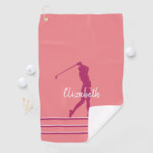 Elegant Coral Pink Magenta Golfer  Golfhanddoek (Insitu)