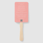 Elegant Coral Pink Modern huwelijksprogramma Handwaaier (Achterkant)