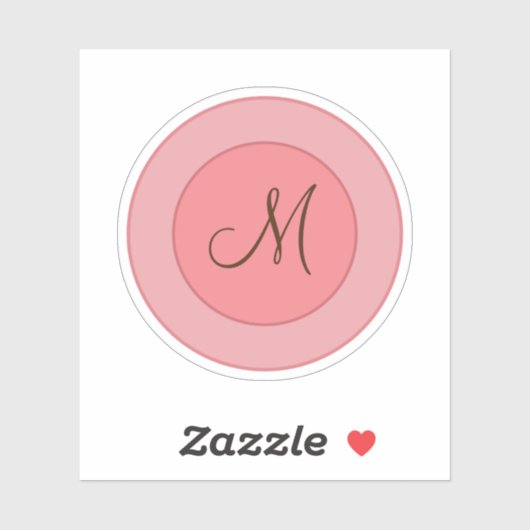 Elegant Coral Pink Modern Monogram Sticker (Vel)