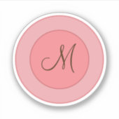 Elegant Coral Pink Modern Monogram Sticker (Voorkant)