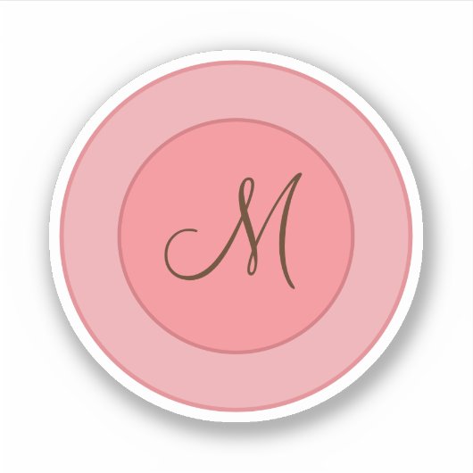 Elegant Coral Pink Modern Monogram Sticker (Voorkant)