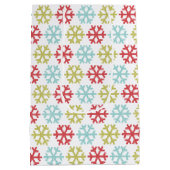 Elegant Coral Pink Red Mint Blue Green Snowflakes Medium Cadeauzakje (Achterkant)