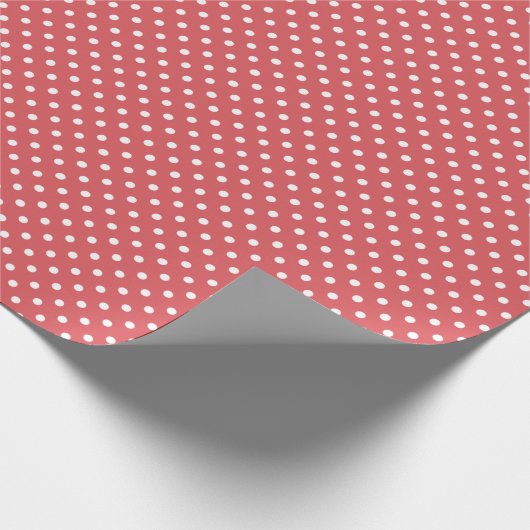 Elegant Coral Pink Red Polka Dots Patroon Cadeaupapier (Hoek)