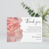 Elegant Coral Pink Rose Floral Wedding Bedankkaart (Staand voorkant)
