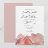 Elegant Coral Pink Rose Floral Wedding Kaart (Voorkant / Achterkant)