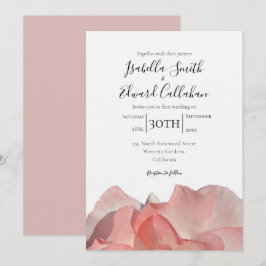 Elegant Coral Pink Rose Floral Wedding Kaart