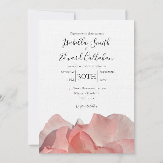 Elegant Coral Pink Rose Floral Wedding Kaart (Voorkant)